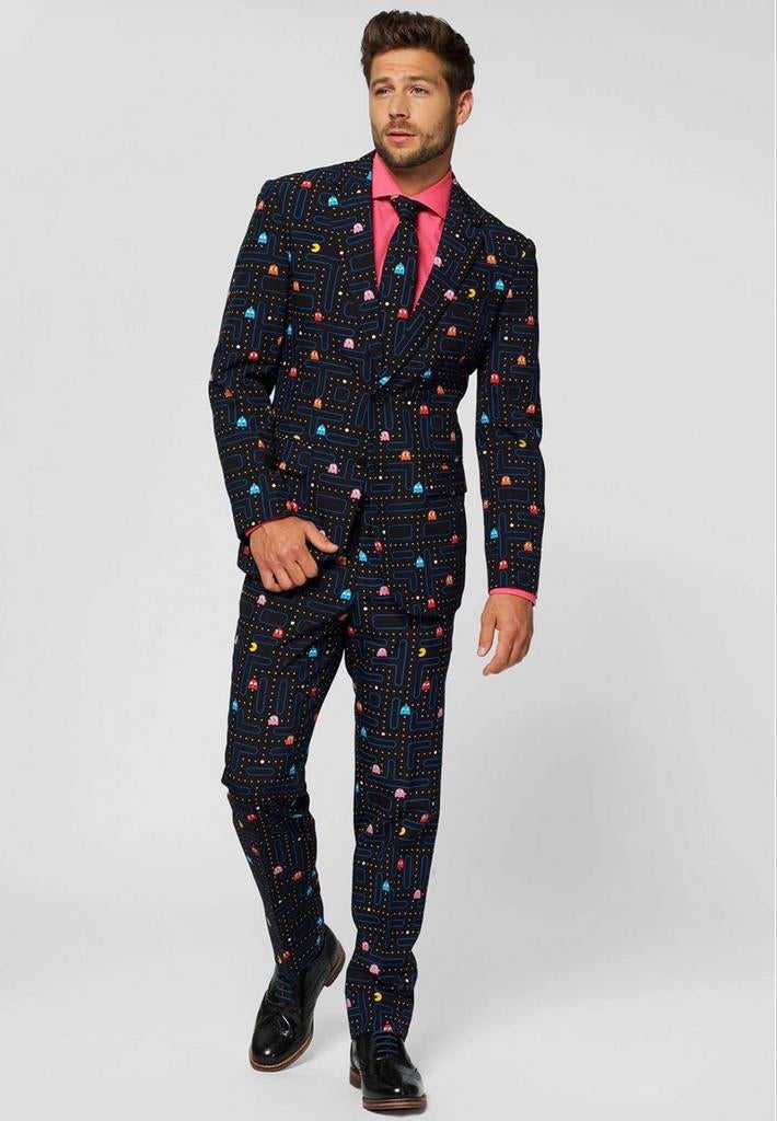 Opposuits Pacman Kostuum 2-delig met Stropdas Maat 48, Maat 48/50 (M), Ophalen of Verzenden, Kleding, Overige thema's