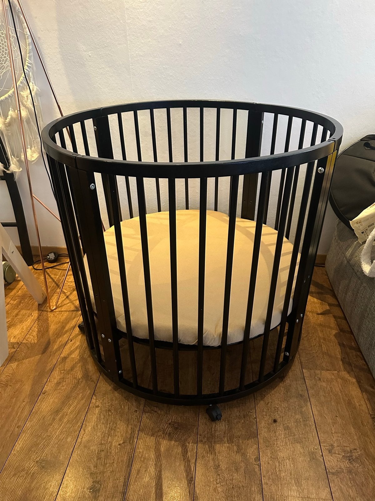 Puck ronde babybox zwart incl. matras & hoeslaken, Ophalen, Gebruikt, Overige typen