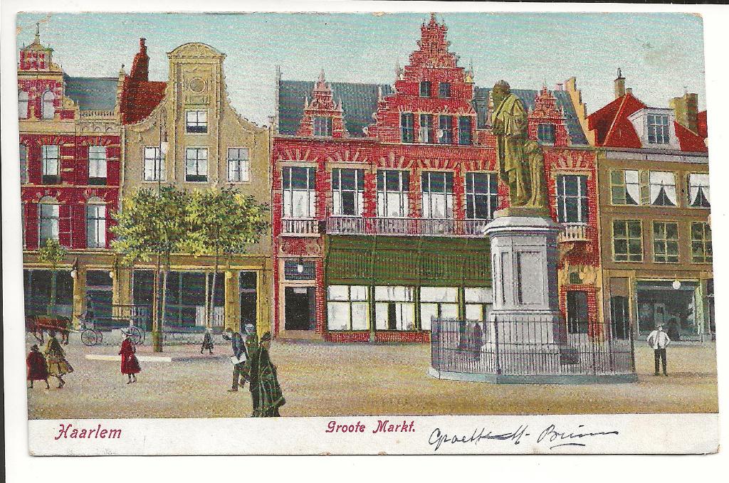 BF55-Haarlem,Groote markt,standbeeld, Verzenden, Voor 1920, Gelopen, Noord-Holland