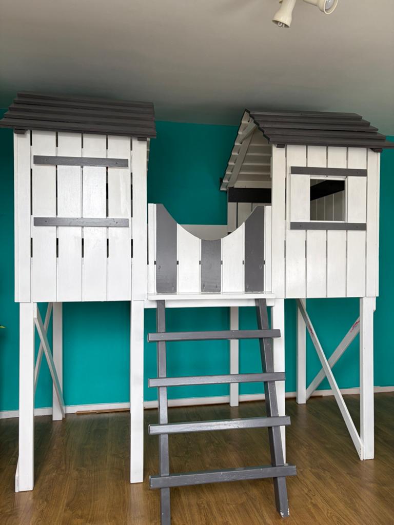 Hoogslaper kinderbed, Ophalen, 90 cm, Eenpersoons, Wit