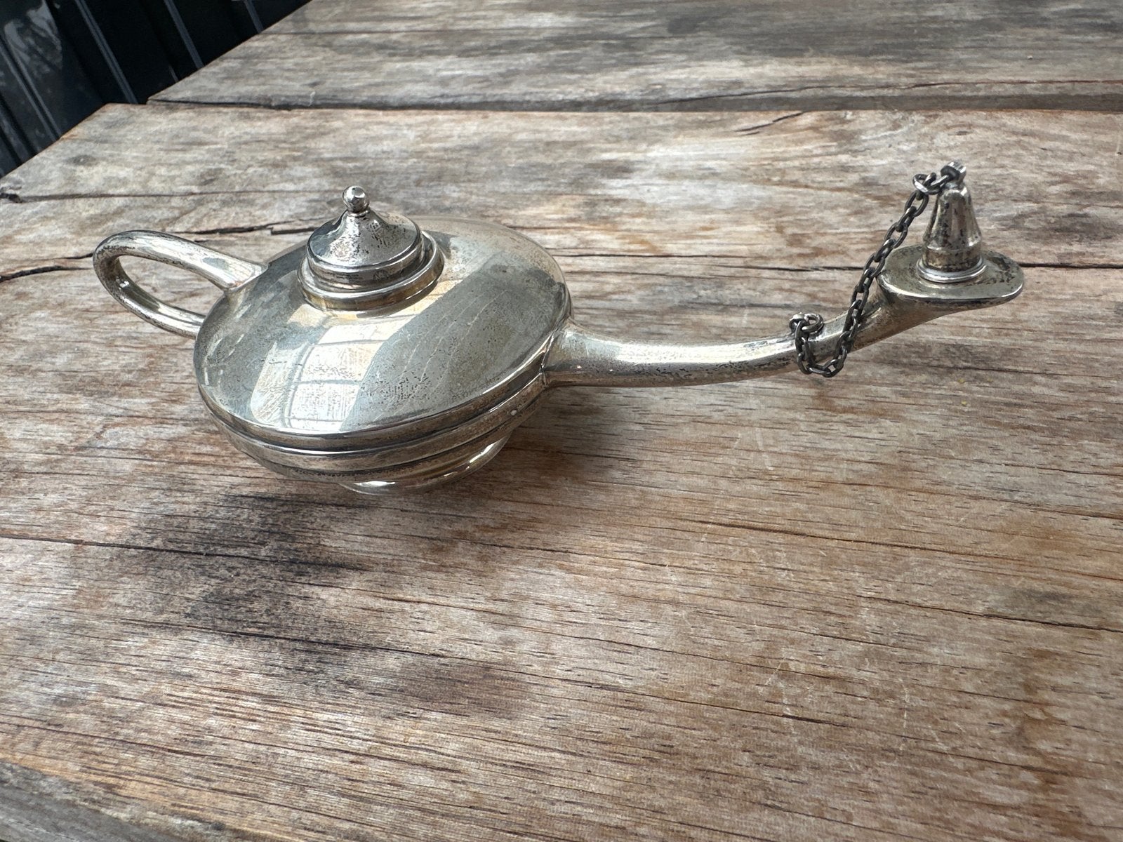 Antieke Zilveren Olielamp - Magische Lamp van Aladdin, Ophalen of Verzenden, Zilver