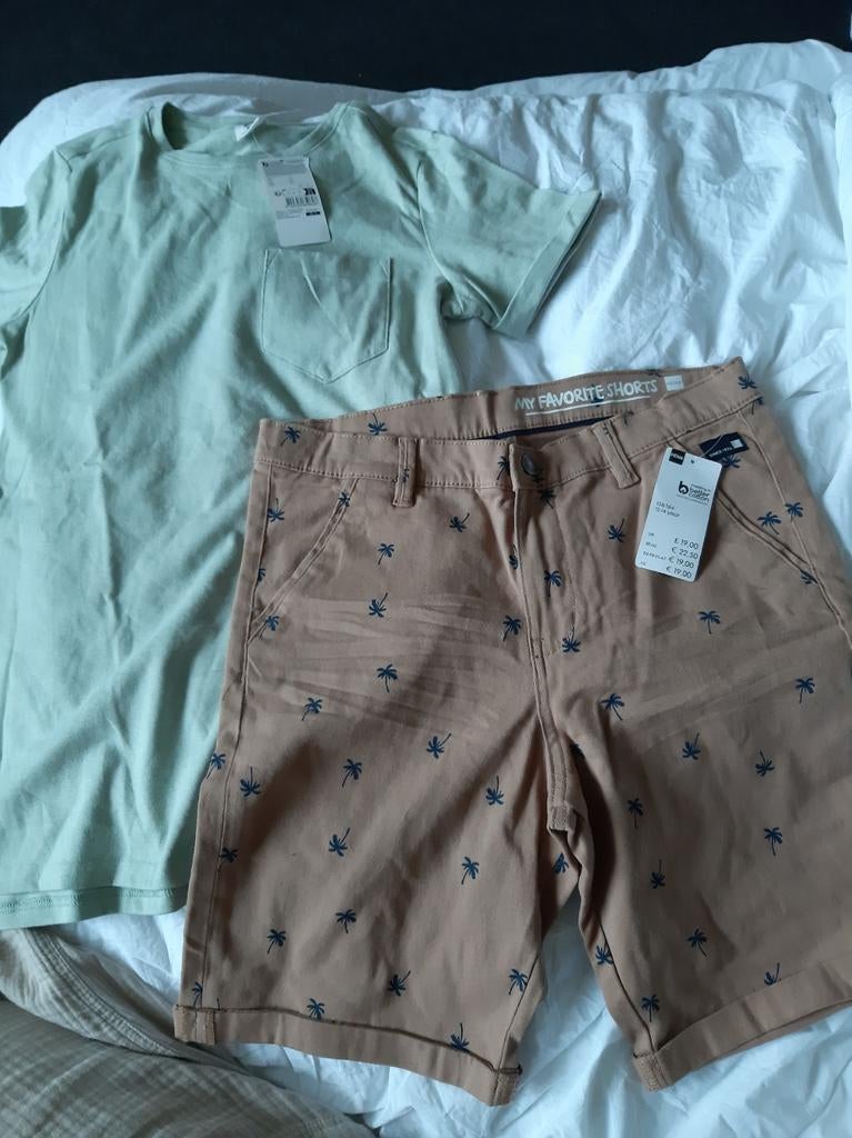 Nieuw met kaartje Hema korte broek en T-shirt 158 164, Broek, Nieuw, Ophalen of Verzenden, Hema