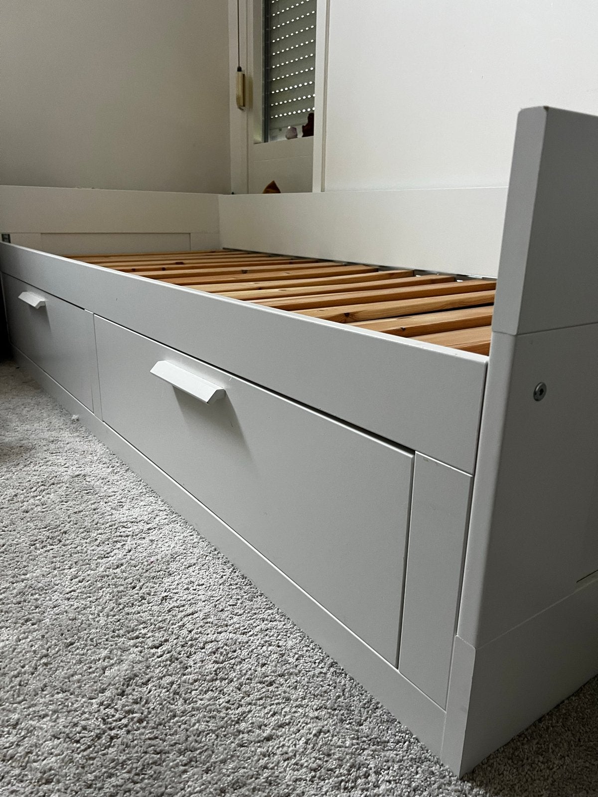 IKEA BRIMNES Bedbank met 2 lades, wit 80x200, Ophalen, Gebruikt, Eenpersoons, Wit