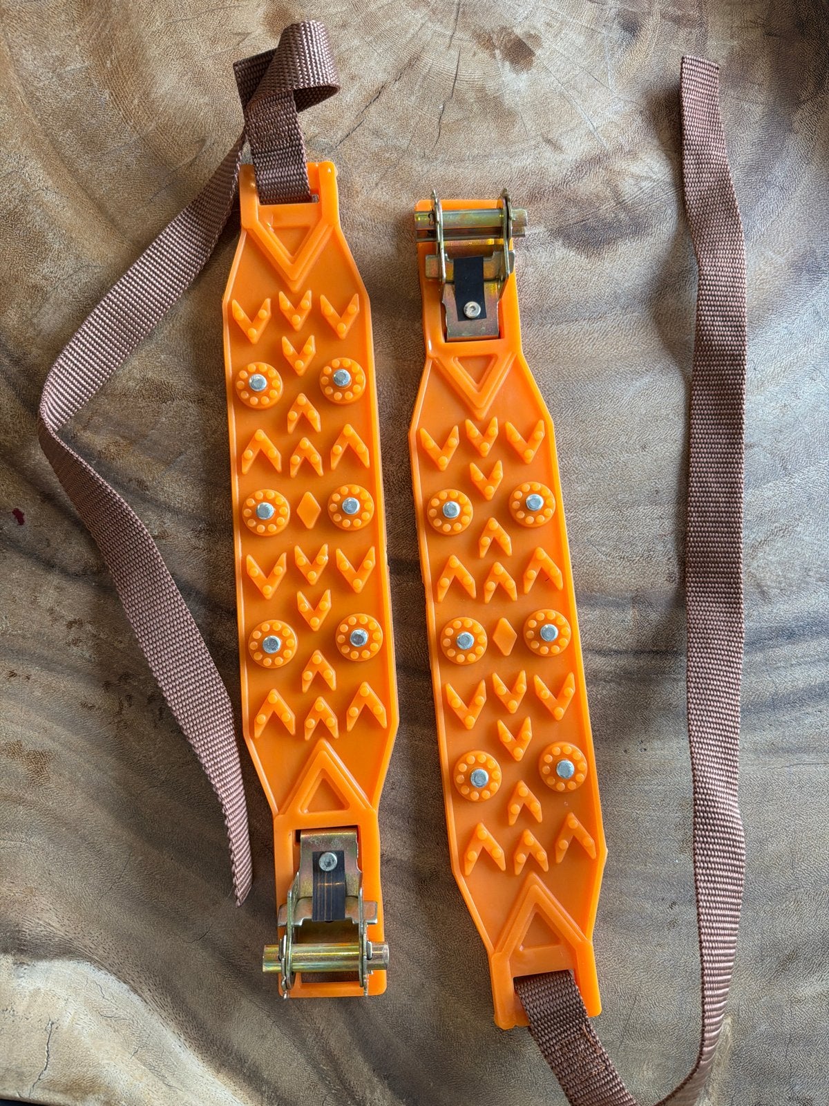 Vintage oranje sneeuwkettingen voor schoenen, Auto diversen, Sneeuwkettingen, Ophalen of Verzenden, Gebruikt