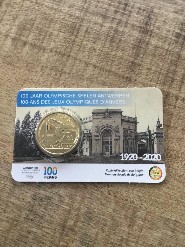België coincard 2.5 euro gekleurd 100 jaar Olympische spelen, Verzenden, België, 2 euro, Losse munt