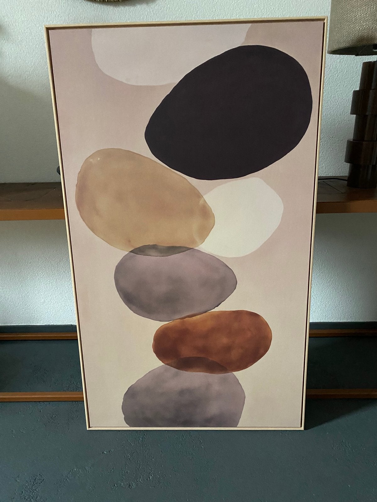 Schilderij abstract beige 118x79 cm, Ophalen, Zo goed als nieuw, 125 cm of meer, Schilderij