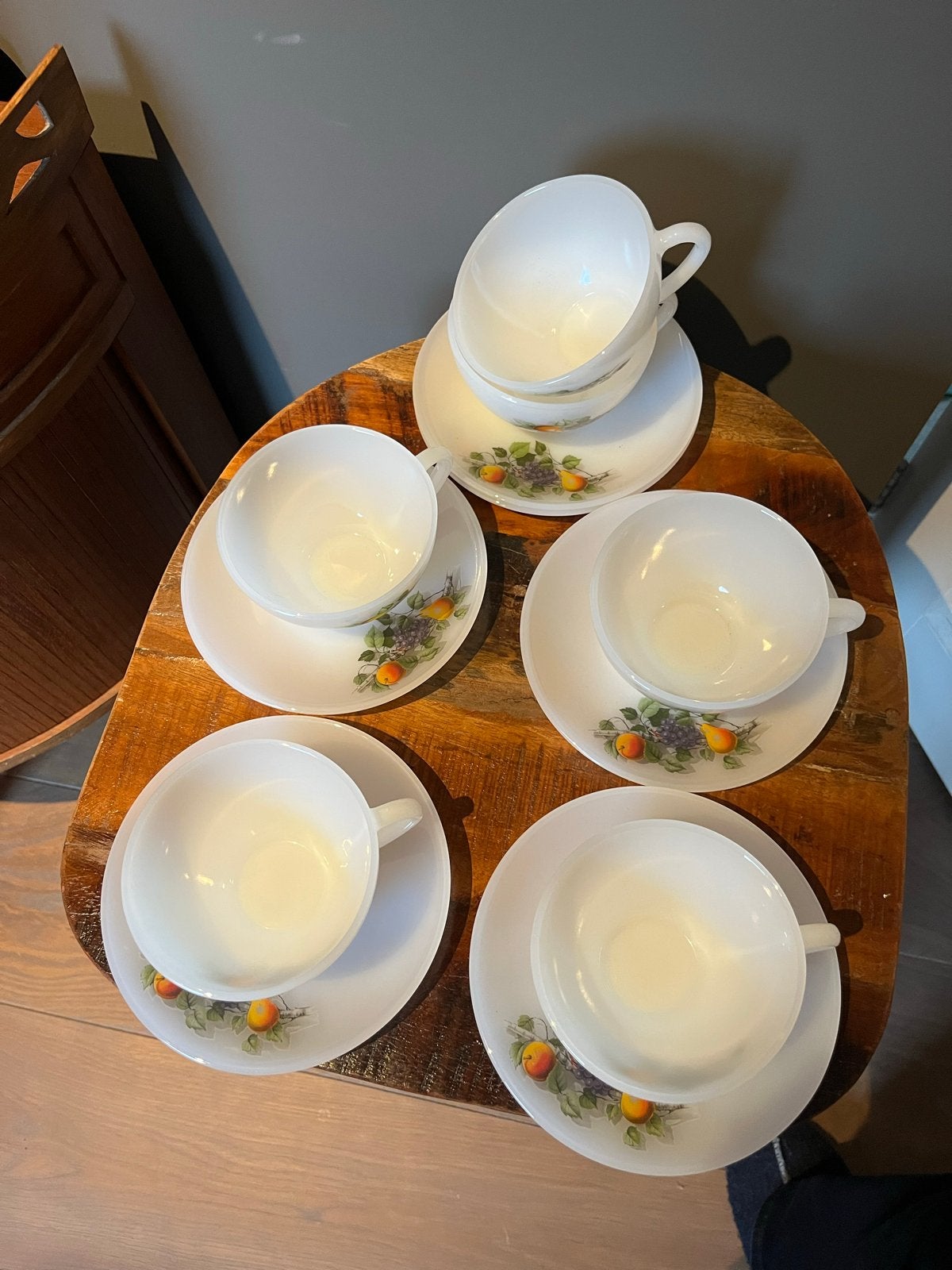 6 Arcopal 'd France kop en schotels - fruit decor, Antiek en Kunst, Ophalen of Verzenden