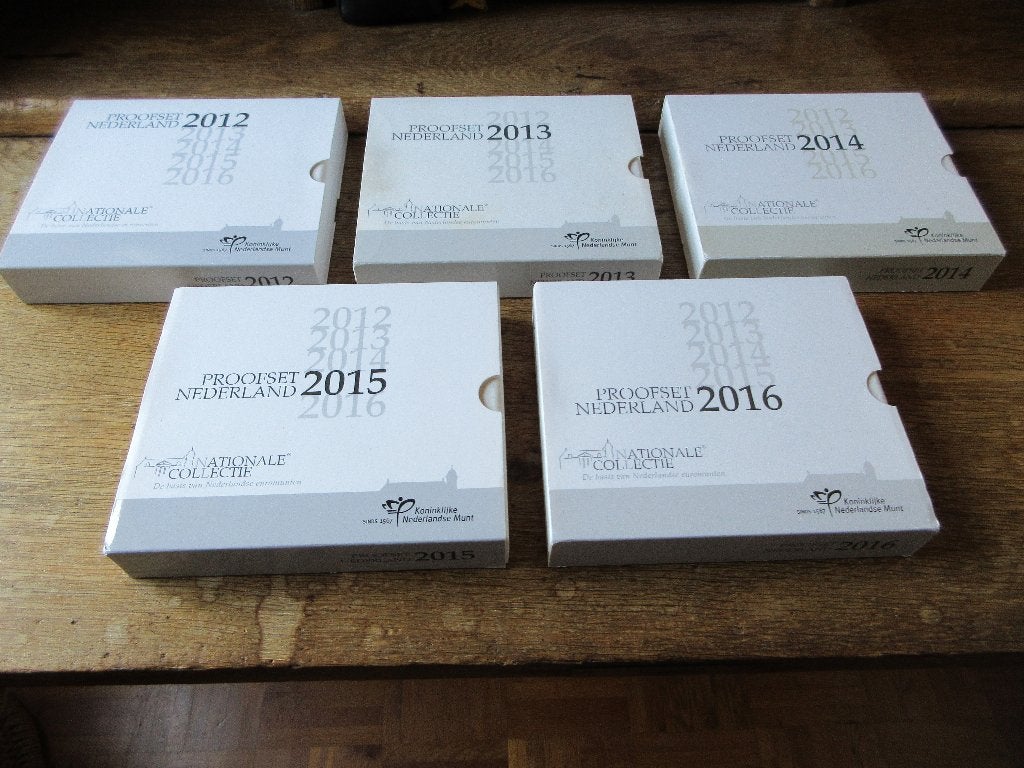 PROOFSETS 2012 t/m 2016 Nederland, complete serie, cassette, Postzegels en Munten, Munten | Nederland, Ophalen of Verzenden, Koningin Beatrix