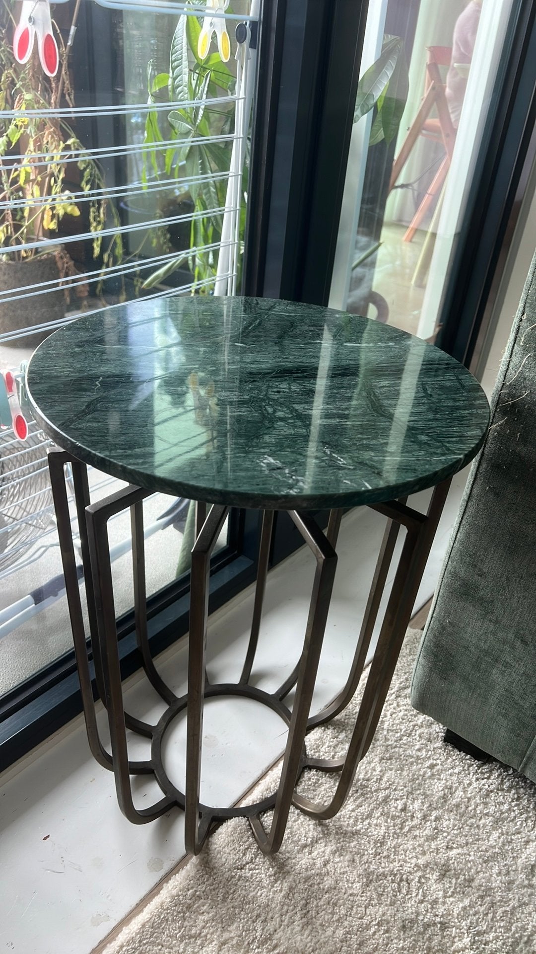Loods 5 marmeren bijzettafel, Minder dan 55 cm, Metaal of Aluminium, Rond, Zo goed als nieuw