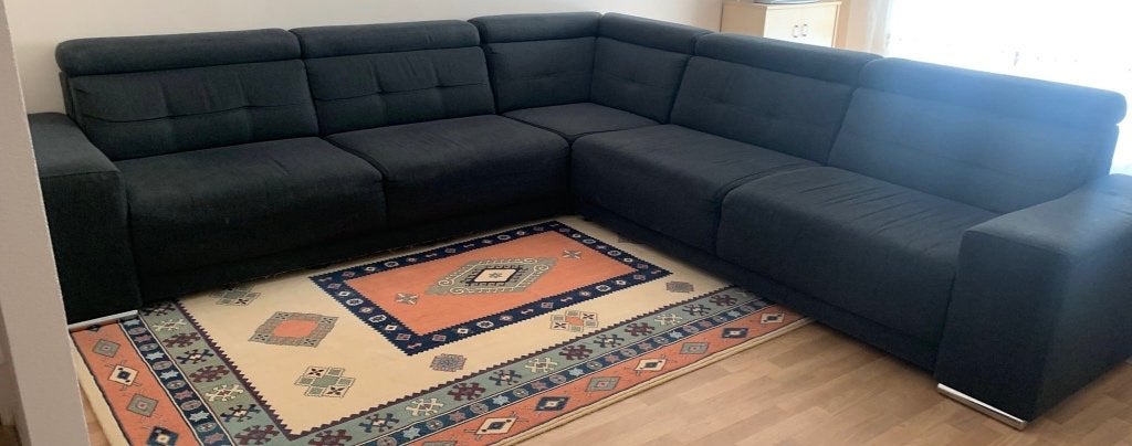 Grote U-vorm hoekbank 3x3 meter donkergrijs, Ophalen, 250 tot 300 cm, Gebruikt, Hoekbank