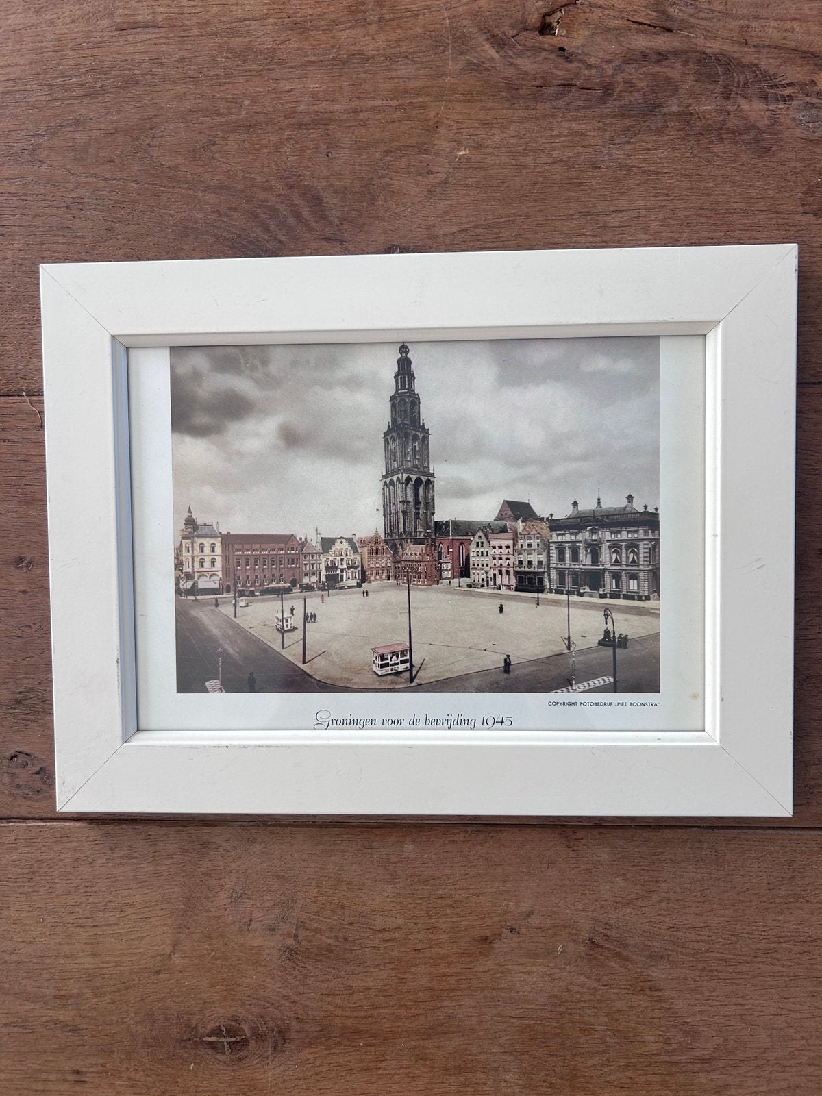 Grote markt in Groningen voor de bevrijding 1945, Minder dan 50 cm, Gebruikt, Ophalen of Verzenden, Foto of Poster