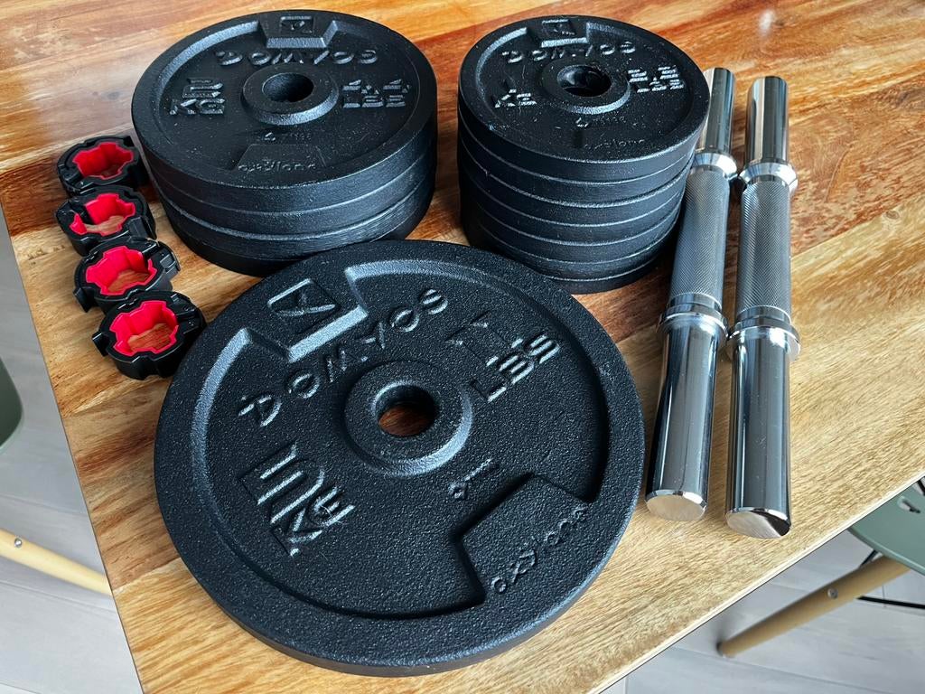 Dumbbellset Domyos 20kg met halterschijven en stangen, Ophalen, Zo goed als nieuw, Benen, Halterset
