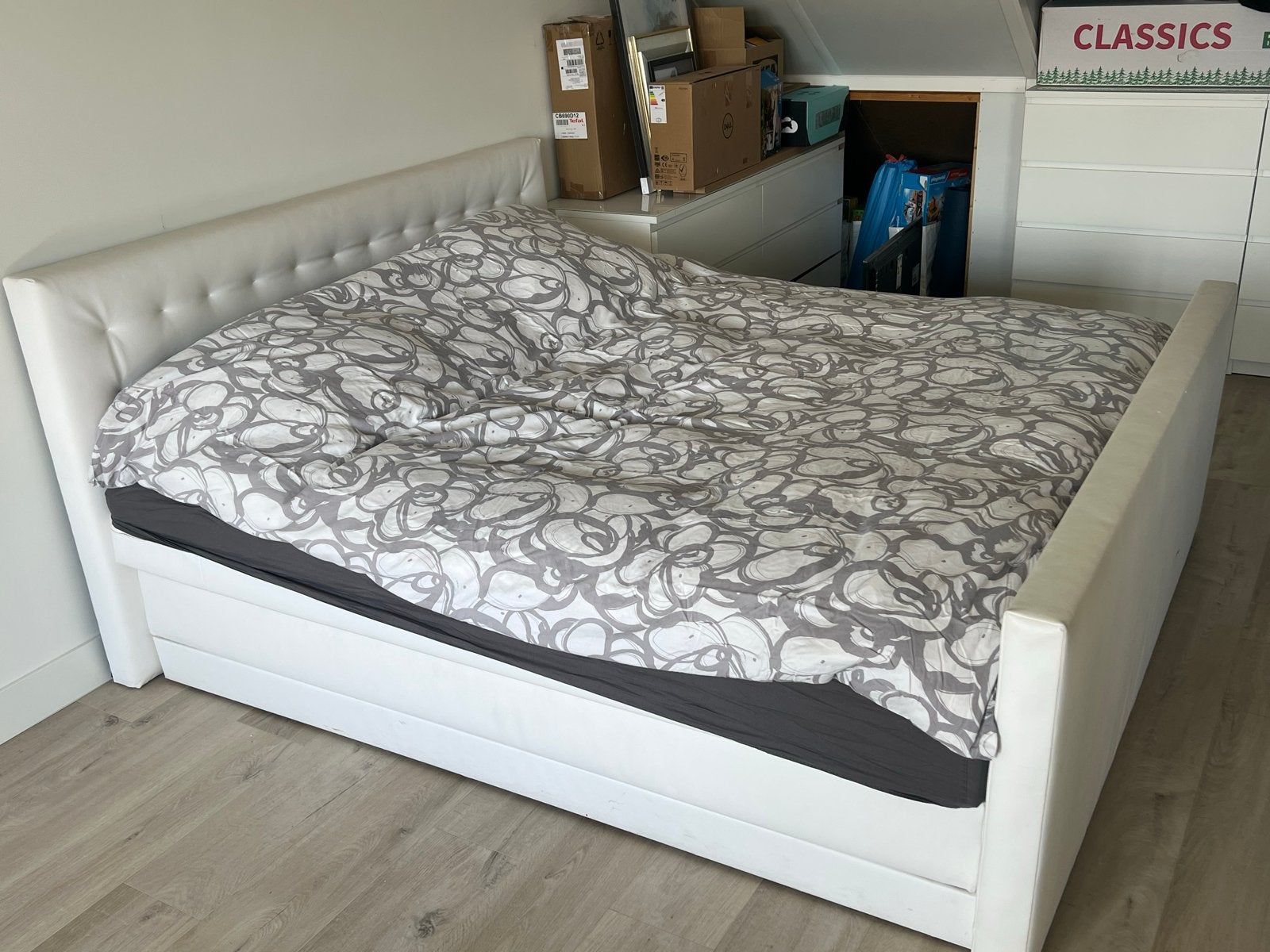 Goossens boxspringbed 180x200 - Gebruikt, Huis en Inrichting, Ophalen, Gebruikt, Wit, Tweepersoons