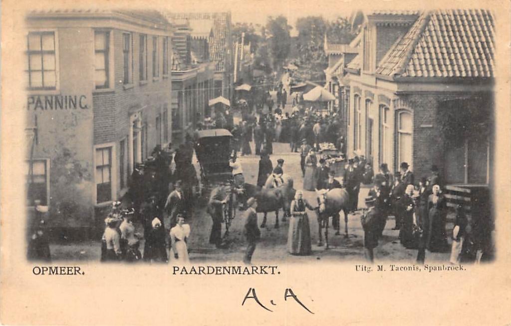 Opmeer Paardenmarkt Spanbroek Paarden Markt Kleinrondstempel, Verzamelen, Verzenden, Voor 1920, Gelopen, Noord-Holland