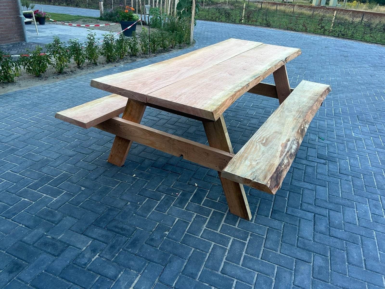 Mooie boomstam douglas picknick banken 2M 2,5M, Tuin en Terras, Ophalen, Nieuw, Rechthoekig, Hout