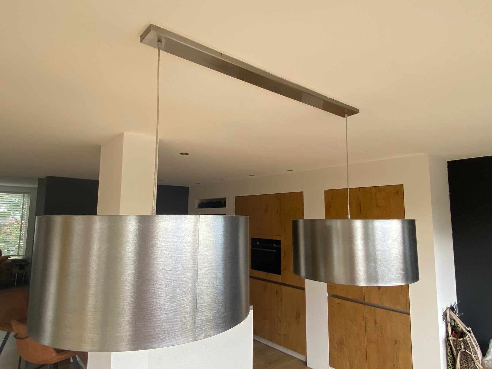 Moderne eetkamerlampen met bevestigingsrails, Ophalen, Zo goed als nieuw, Metaal, E27 (groot)