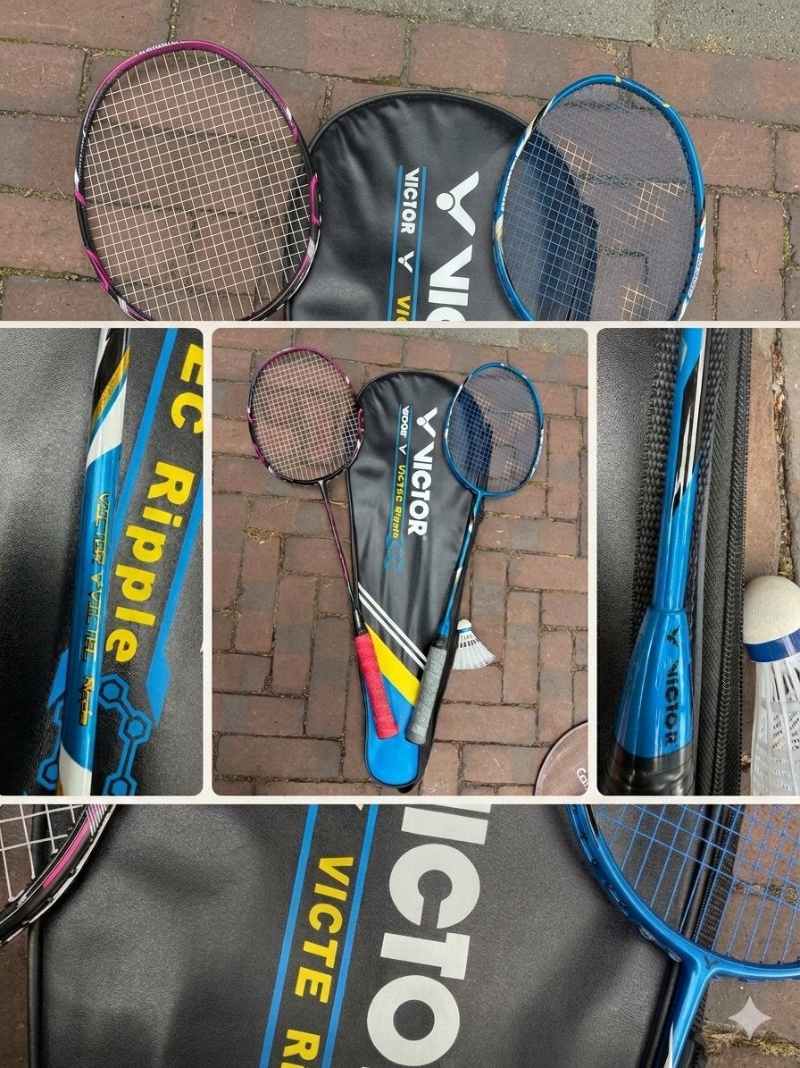 Victor badminton set: 2 rackets en hoes - Zo goed als nieuw, Ophalen of Verzenden, Zo goed als nieuw, Racket(s)