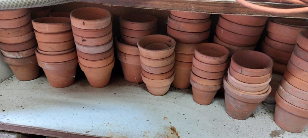 Diverse terracotta bloempotten - Gebruikt, Tuin en Terras, Bloempotten, Ophalen, Gebruikt, Rond, Tuin