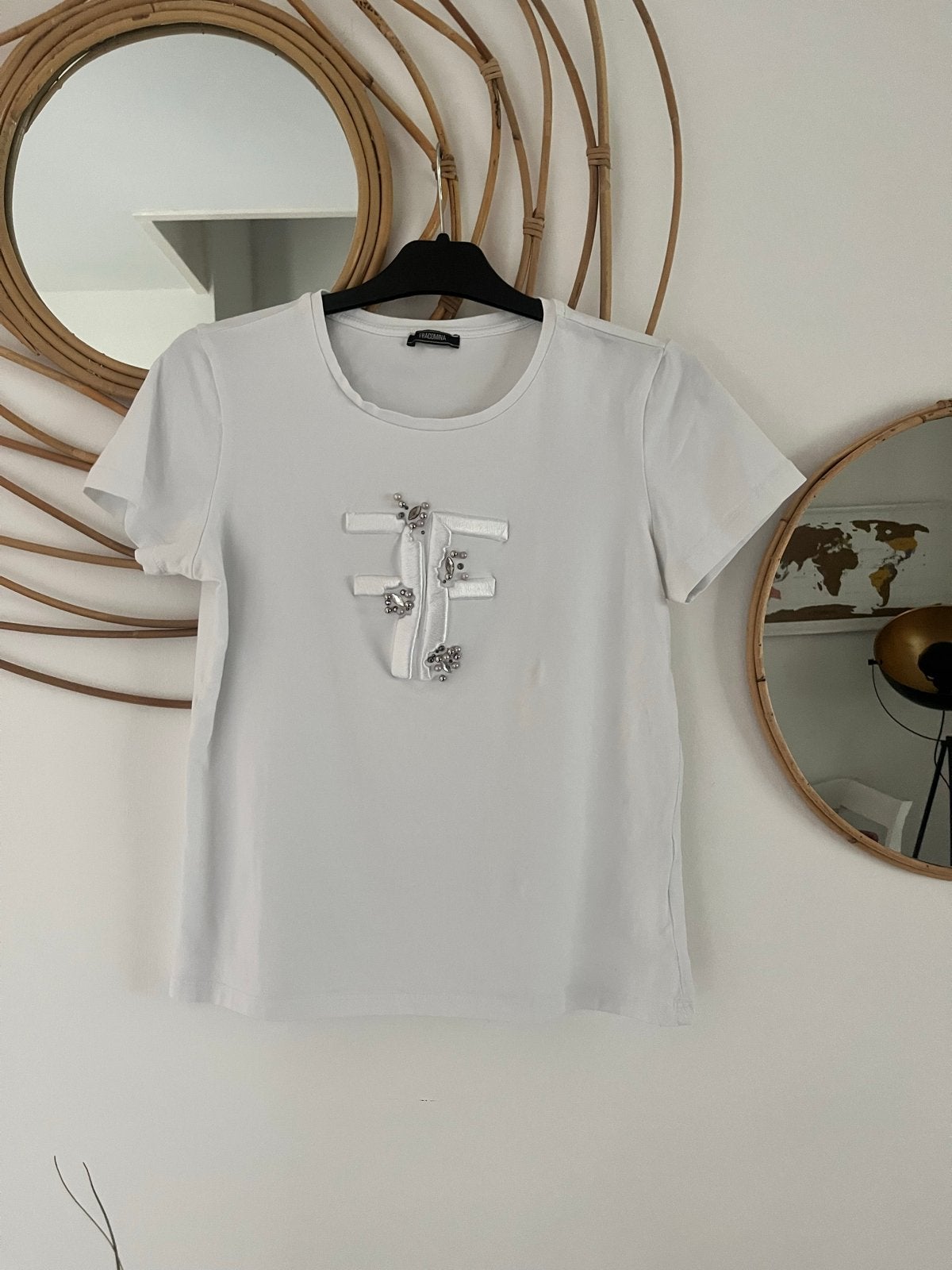 Fracomina T-shirt met decoratieve applicatie, Kleding | Dames, Wit, Nieuw, Ophalen of Verzenden, Korte mouw