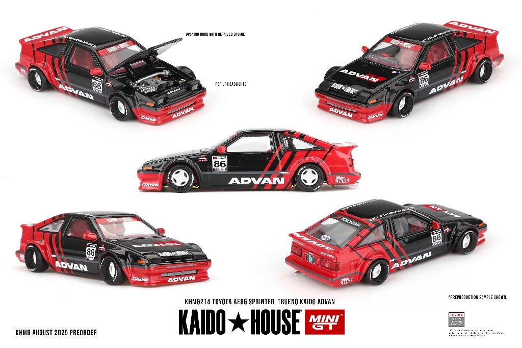 Mini GT Kaido house Toyota AE86 Sprinter Trueno Kaido ADVAN, Www.rubensmodelautos.nl, Auto, Nieuw, Ophalen of Verzenden