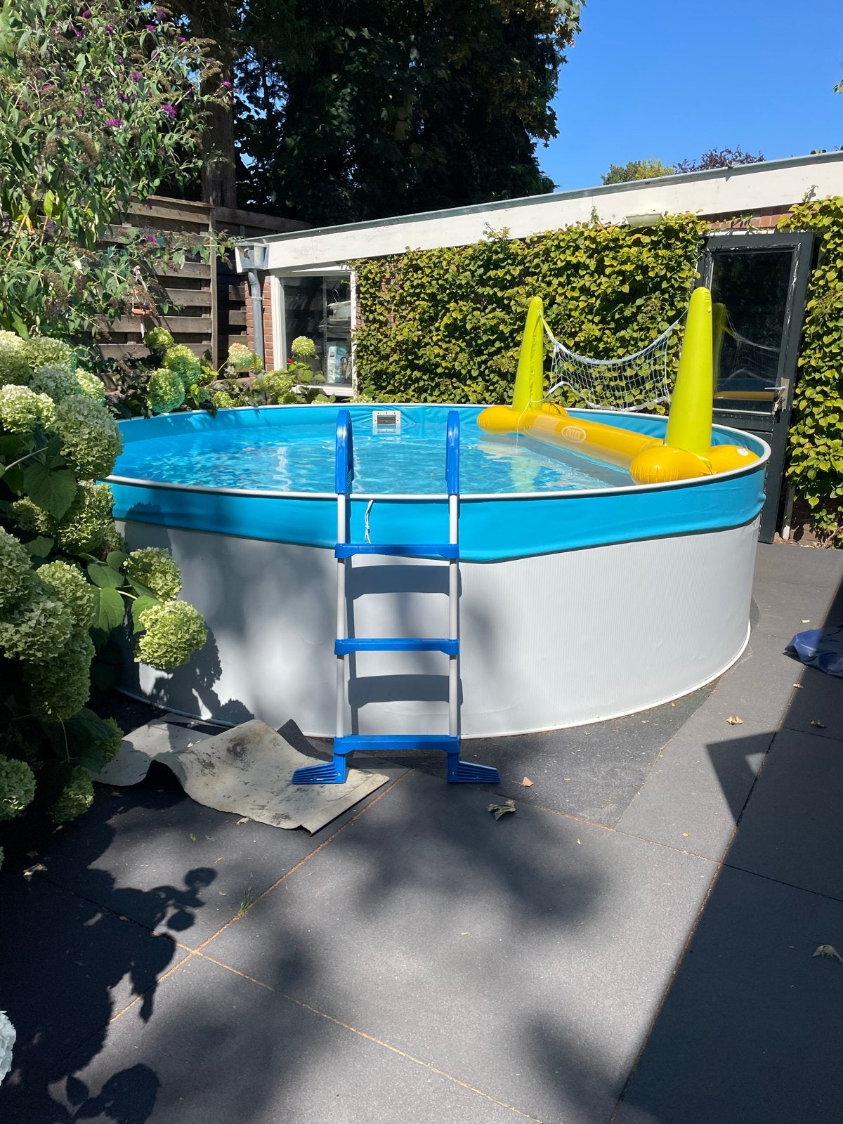 Azuro rond opzet of inbouw zwembad met zandfilterpomp, Tuin en Terras, Zwembaden, Ophalen, Gebruikt, Rond, 300 cm of meer