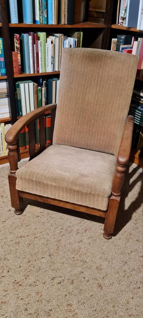 Comfortabele oudroze-beige rookstoel, verstelbaar, Ophalen, Gebruikt, Stof, 50 tot 75 cm