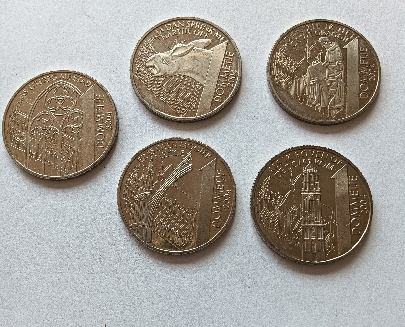 5 x penning Utrecht Dommetje 2004 750 jaar Domkerk Utrecht, Ophalen of Verzenden, Overige materialen, Nederland