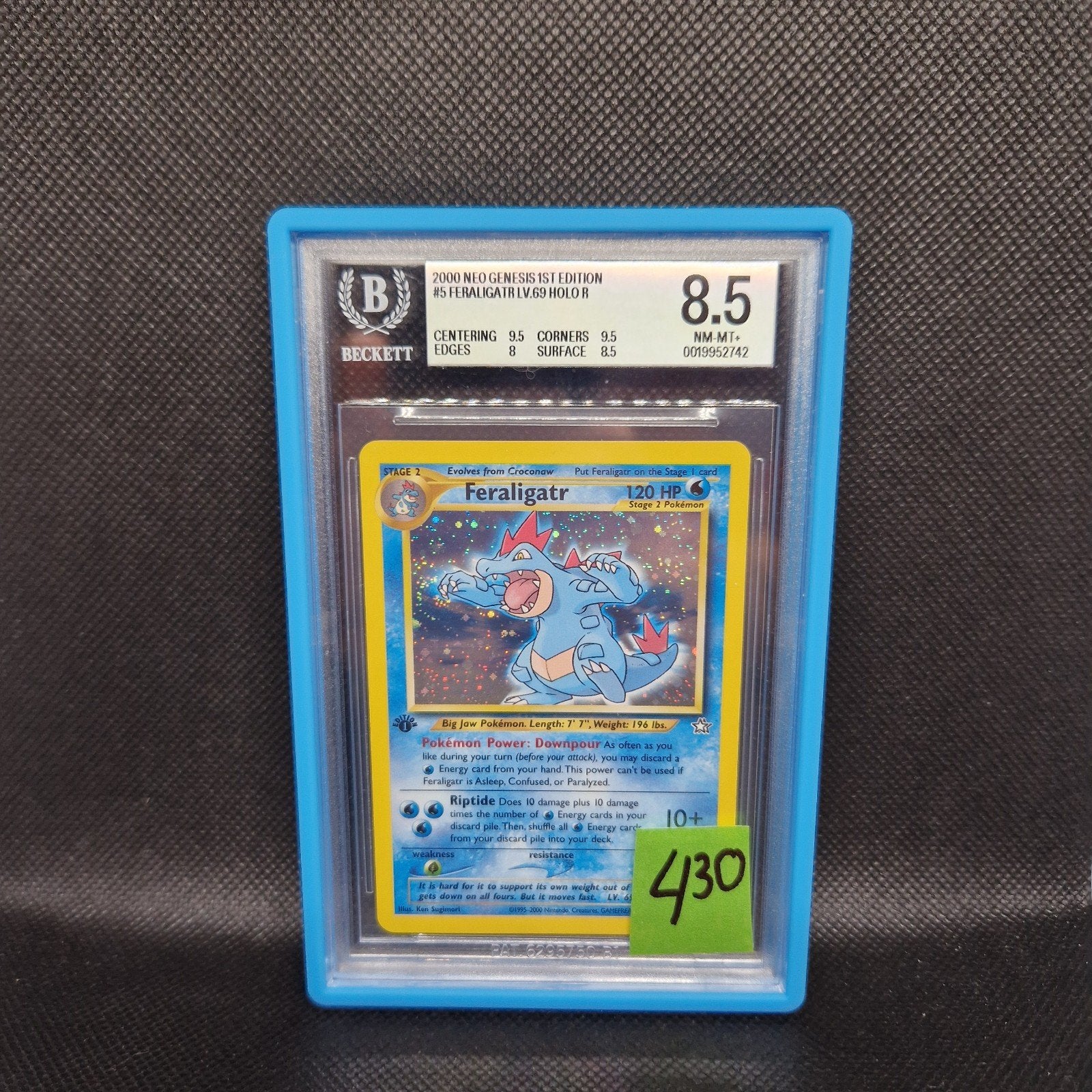 Feraligatr Lv.69 Neo Genesis 1st Edition BGS 8.5, Ophalen of Verzenden, Zo goed als nieuw