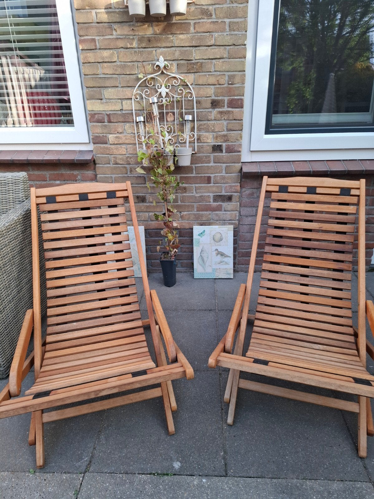 houten tuin stoelen, Tuin en Terras, Ophalen, Zo goed als nieuw, Hout, Inklapbaar