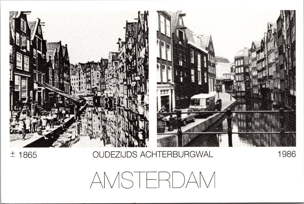 Amsterdam Oudezijds Achterburgwal (60-62) - 6 ansichtkaarten, Ophalen of Verzenden, 1960 tot 1980, Ongelopen, Noord-Holland