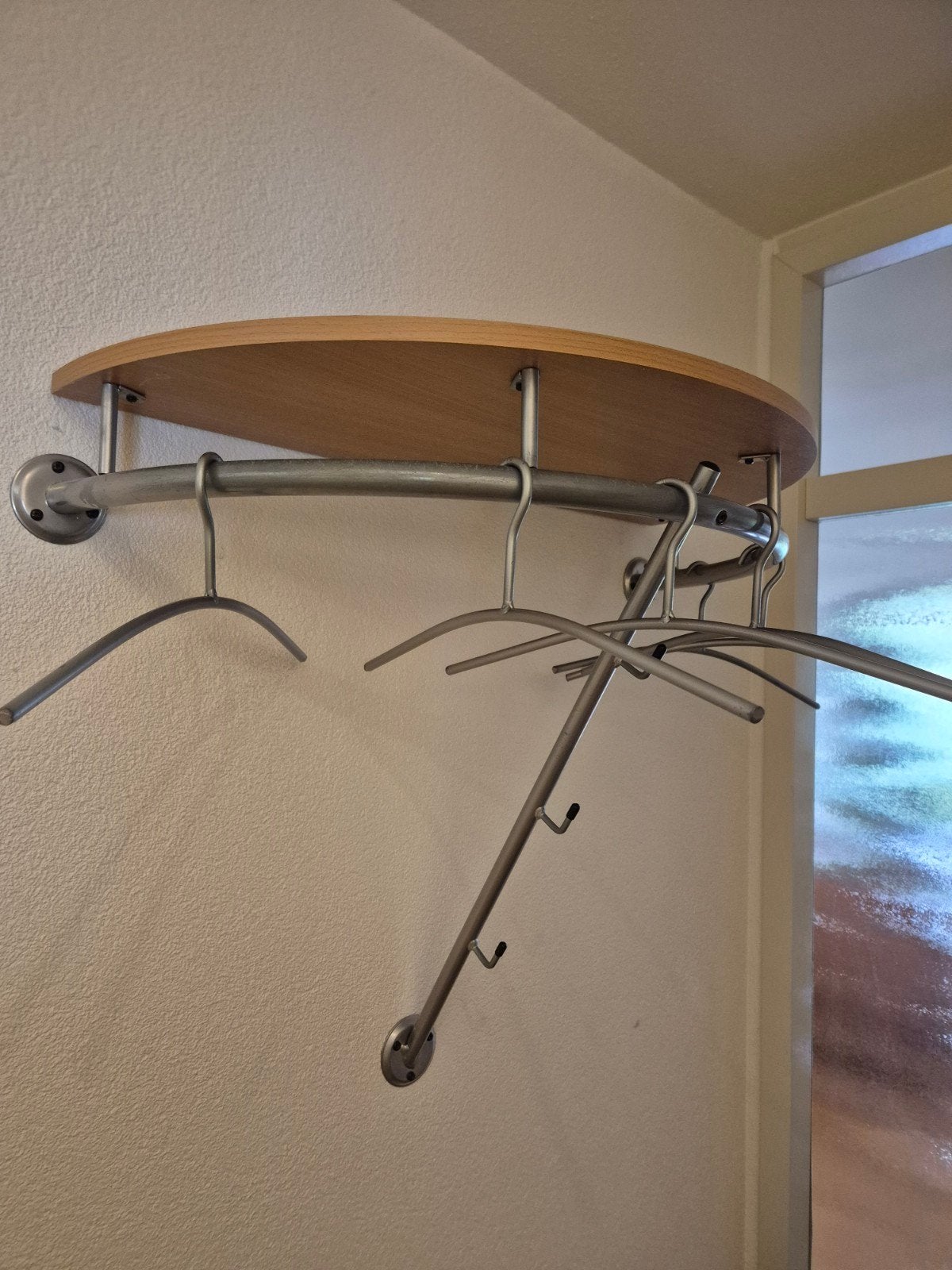 Wandkapstok met hoedenplank en uitschuifbare stang, Huis en Inrichting, Gebruikt, Minder dan 100 cm, Metaal, Ophalen