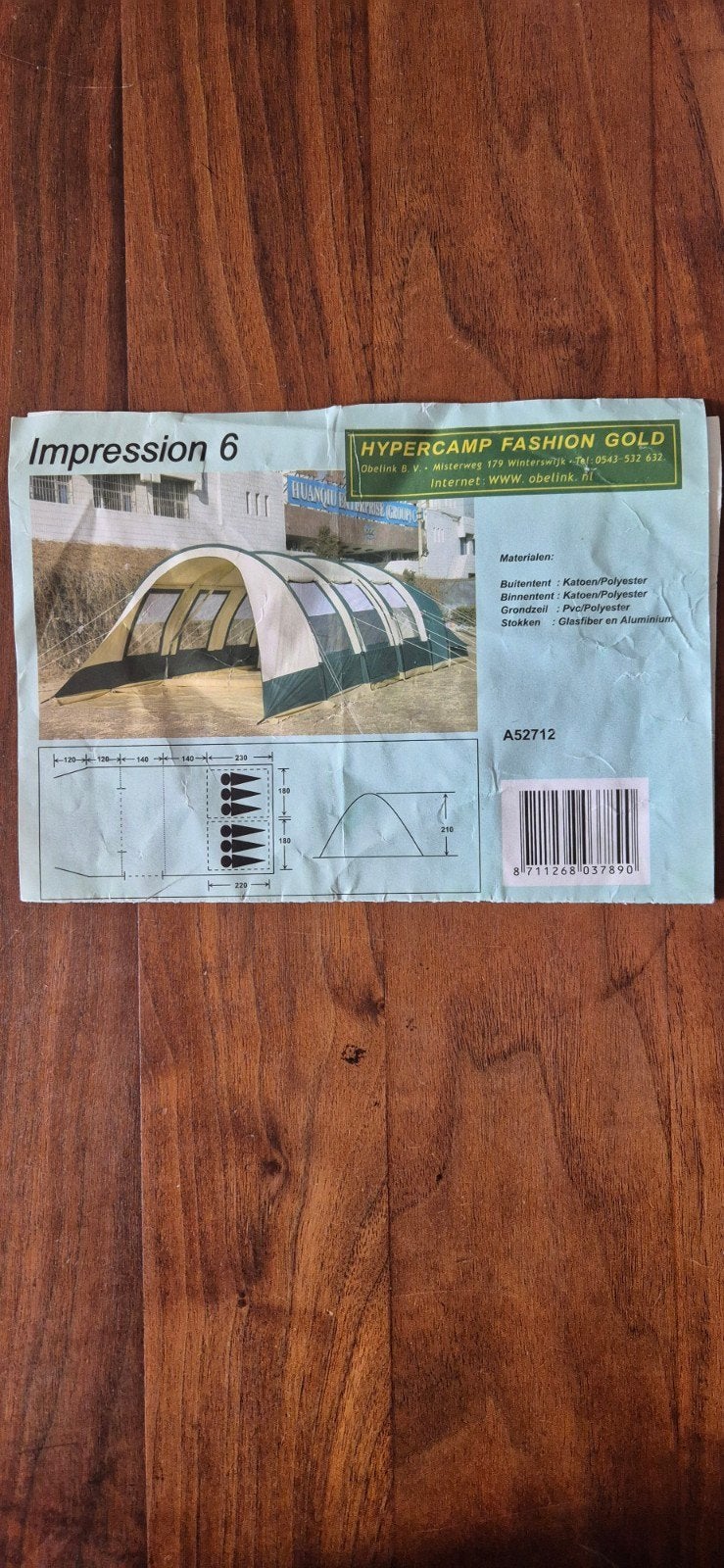 Hypercamp Fashion Gold Impression 6 Tent, Caravans en Kamperen, Ophalen, Zo goed als nieuw, Tot en met 6