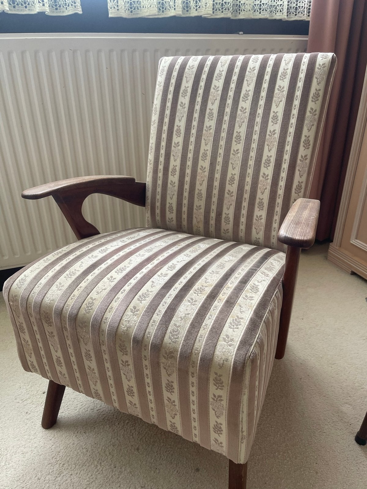 Vintage/ mid century stoel te koop., Ophalen, Gebruikt, Minder dan 75 cm, Stof
