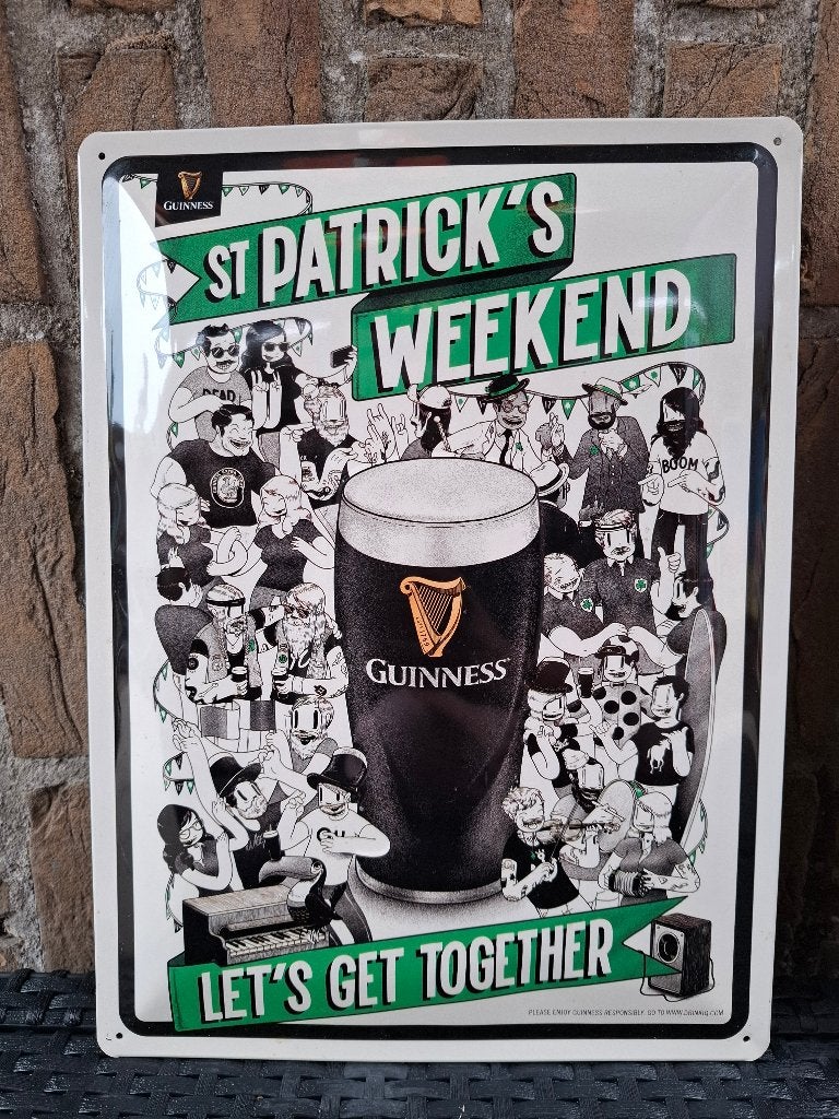Zeldzaam reclamebord Guinness - St. Patricks day 40 x 30 cm, Ophalen of Verzenden, Nieuw, Reclamebord, Plaat of Schild, Overige merken