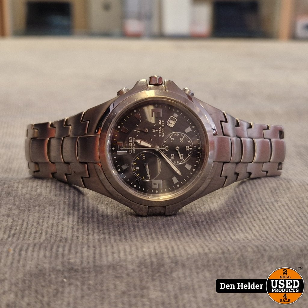 Citizen Eco-Drive Titanium Sapphire Heren Horloge - In Nette, Citizen, Gebruikt, Support@citizen.com, Citizen Watch Co., Ltd. 1-12-32 Takeda, Fushimi-ku, 
Kyoto 612-8501
Japan