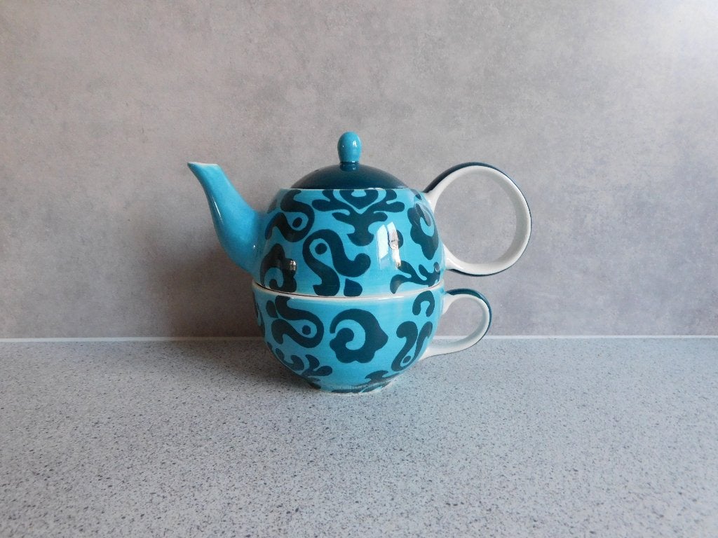 Tea for One Fine Ceramics Blauw Cha Cult Germany, Huis en Inrichting, Ophalen of Verzenden, Zo goed als nieuw, Overige stijlen