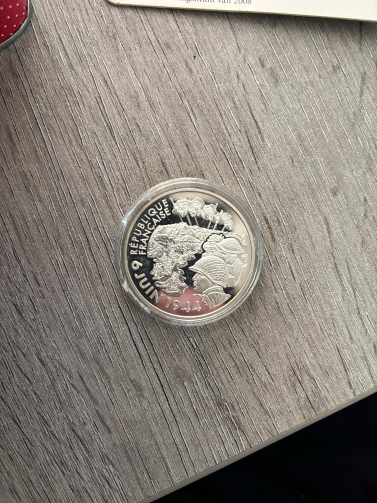 Zilveren 1 1/2 Euro D-Day Herdenkingsmunt Frankrijk, Ophalen of Verzenden, Frankrijk, Losse munt, Zilver