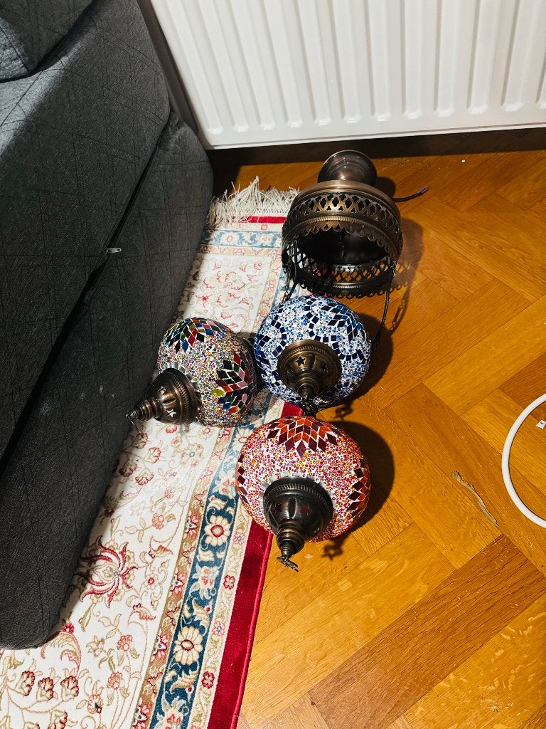 Beautiful set of 3 Turkish mosaic hanging lamps, Ophalen, Gebruikt, Minder dan 50 cm