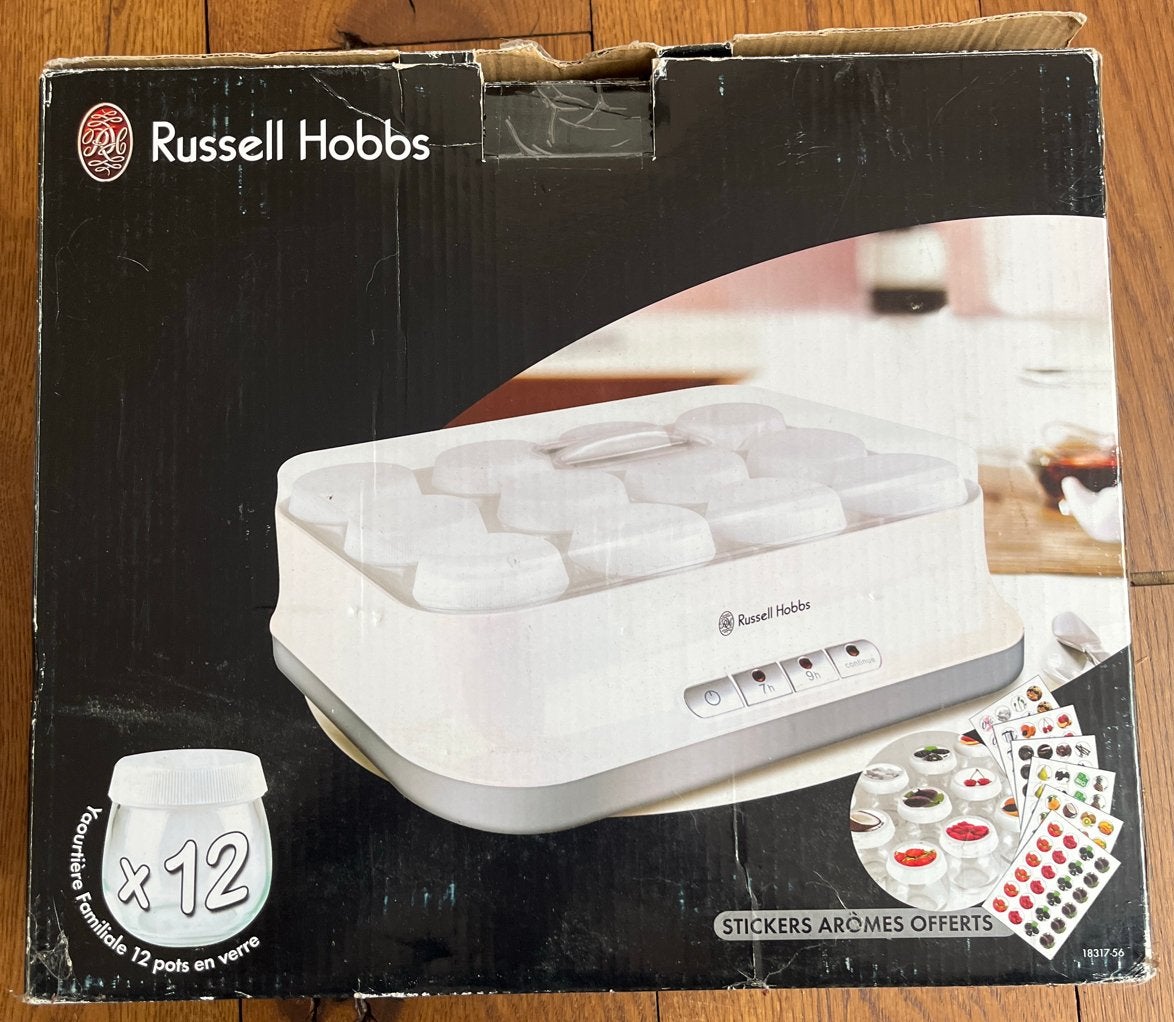 Russell Hobbs Yoghurtmaker met 12 glazen potjes, Ophalen, Zo goed als nieuw, Vaatwasserbestendig, Minder dan 1 liter