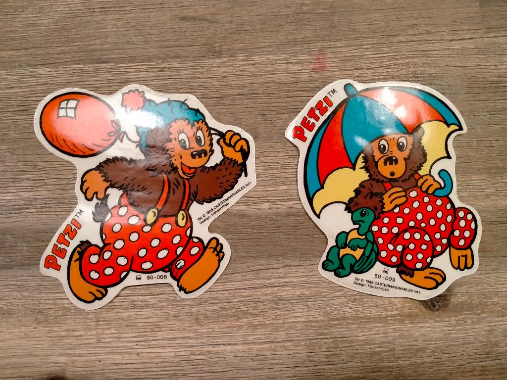 Pol de Beer Petzi vintage 1988 Duitse sticker RARE strip, Verzamelen, Verzenden, Zo goed als nieuw, Overige typen