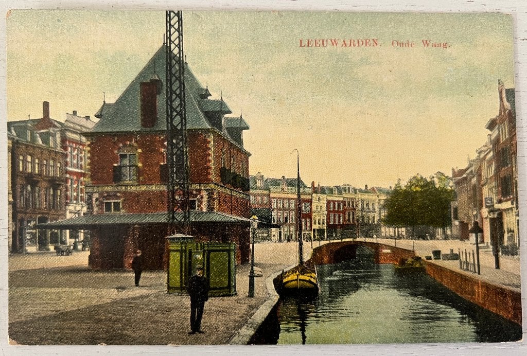 Oude Ansichtkaart  - Leeuwarden - Oude Waag, Ophalen of Verzenden, Voor 1920, Gelopen, Friesland
