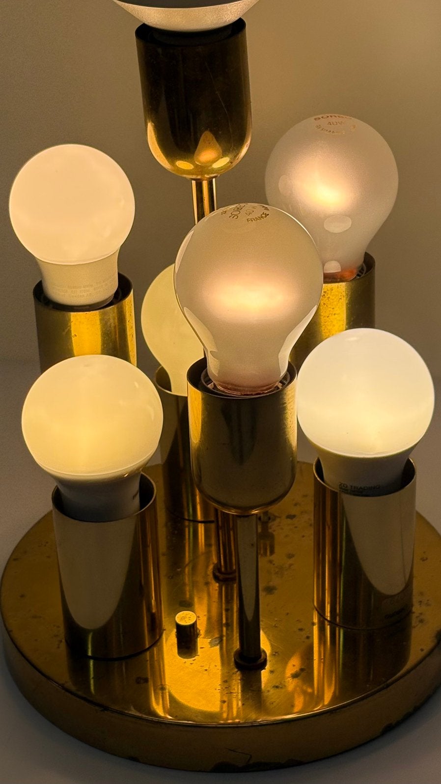 Vintage Sputnik Glashütte Limburg messing plafondlamp goud, Huis en Inrichting, Ophalen, Gebruikt, ., Vintage