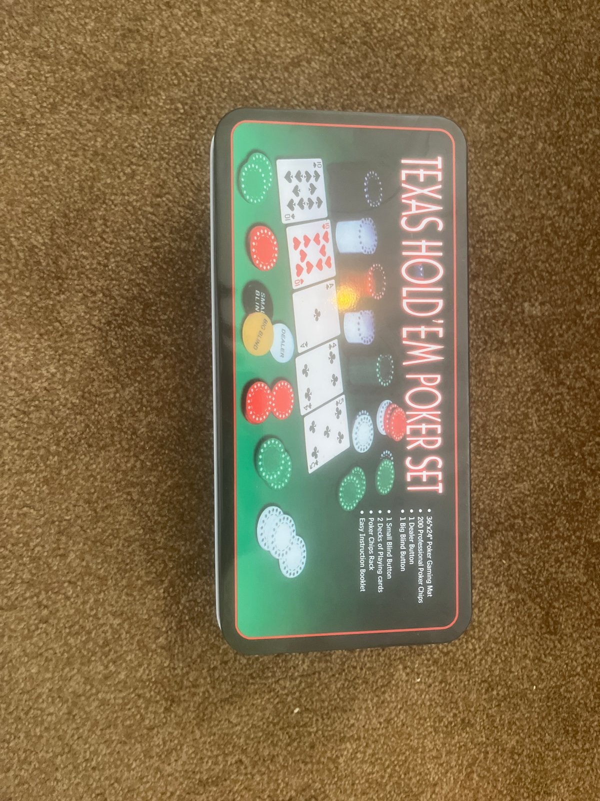 Texas Hold'em Poker Set - Compleet met Mat en Fiches, Drie of vier spelers, Ophalen of Verzenden, Zo goed als nieuw