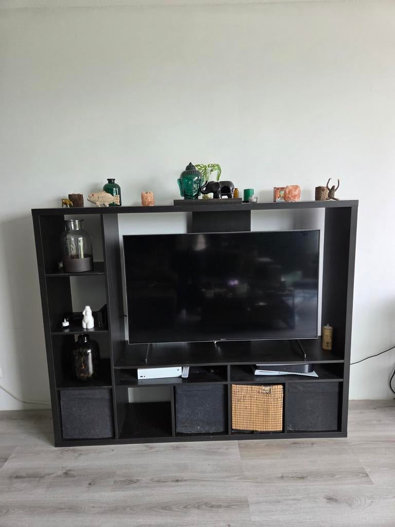 Ikea Kallax tv meubel zwart, 60 inch tv, Ophalen, Zo goed als nieuw, Minder dan 150 cm, Minder dan 100 cm