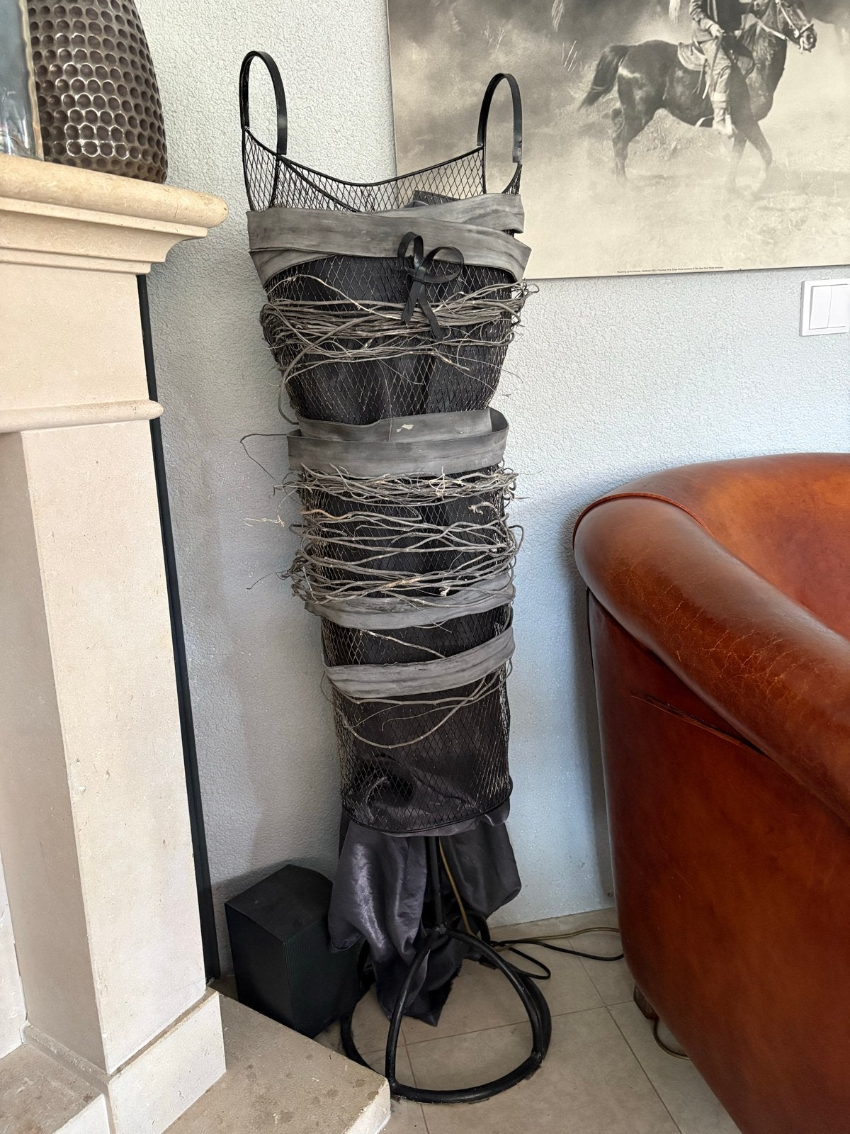 Unieke vintage vloerlamp, sfeervolle verlichting, Huis en Inrichting, Lampen | Vloerlampen, Ophalen, Gebruikt, E27 (groot), Metaal