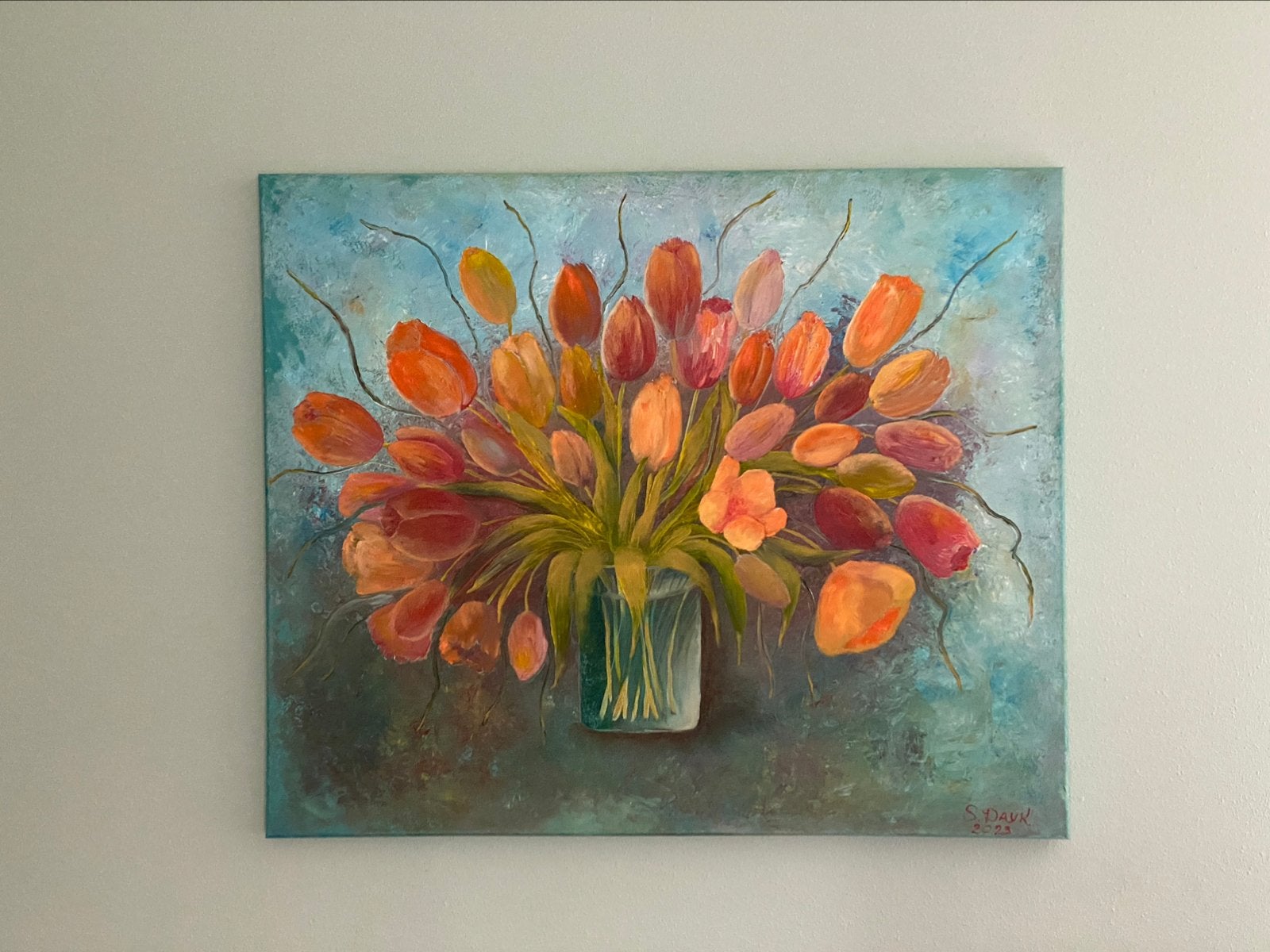 Prachtige tulpen in een vaas 120X100 cm, Ophalen