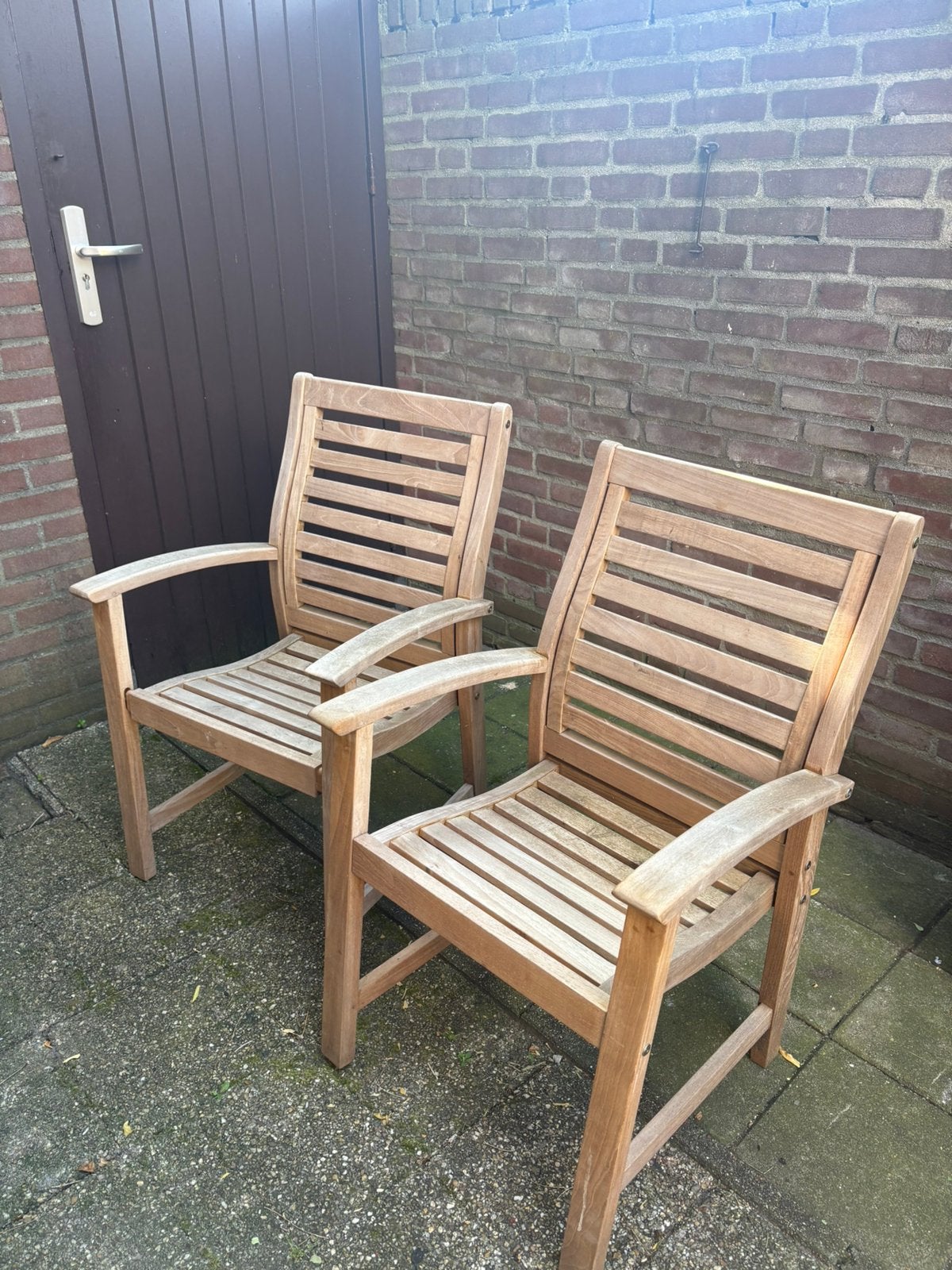 Teakhouten tuinstoelen 2, Ophalen of Verzenden, Zo goed als nieuw, Teakhout
