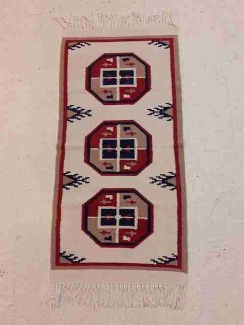 Kelim kleedje beige rood camel zwart 120/58 cm