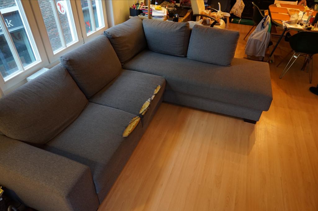 Grote hoekbank met chaise longue, 267x85x210 cm, Huis en Inrichting, Ophalen, Gebruikt, Stof