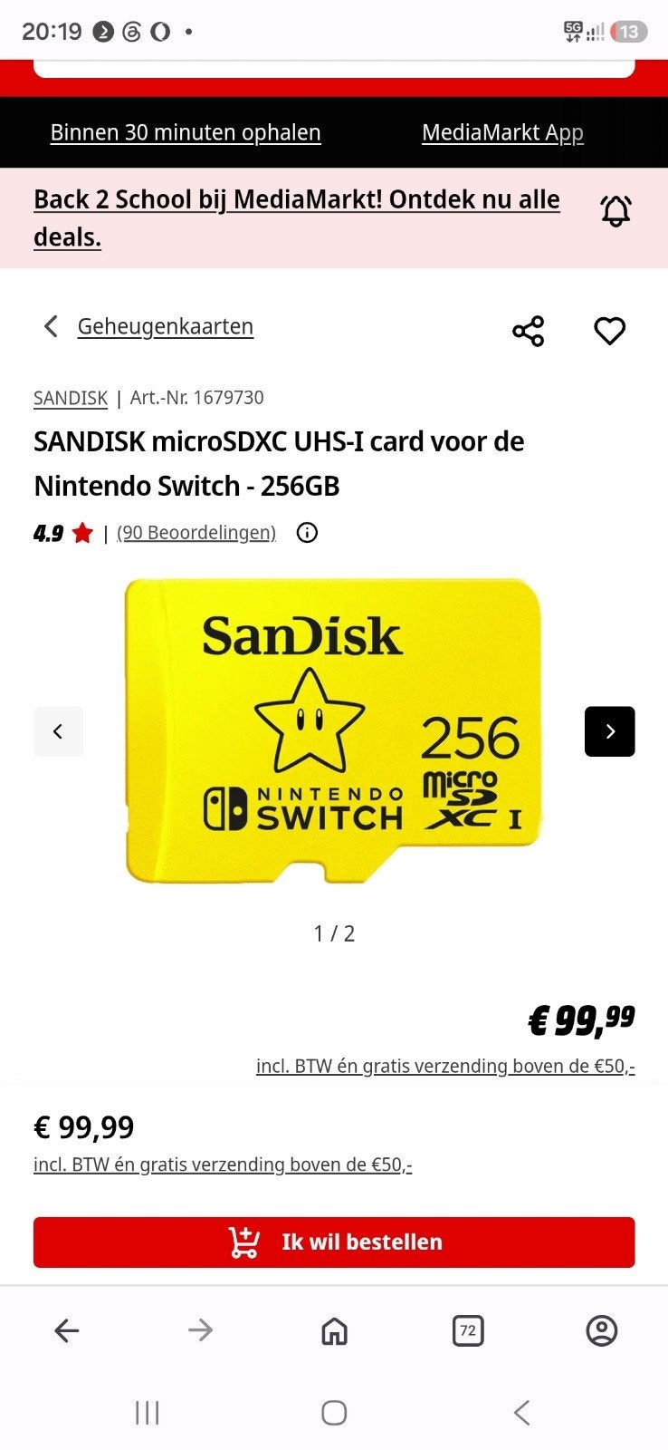 kard Micro SDXC 256GB Nintendo Switch, Spelcomputers en Games, Spelcomputers | Nintendo Consoles | Accessoires, Ophalen of Verzenden